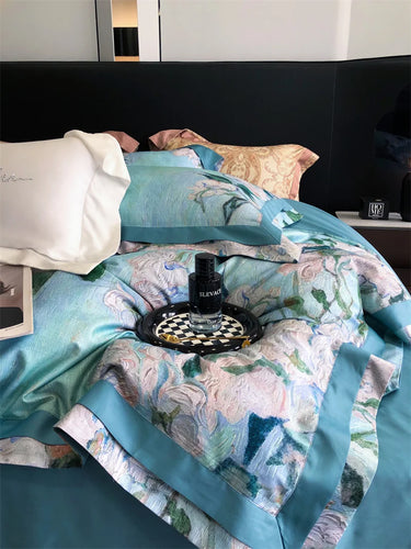Premium Flower European Digital Printing Egyptian Cotton 1000TC Bedding Set